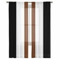 thumbnail image 2 of Brown Black White Boho Semi Sheer Curtains 72 Inch Length 2 Panels Set, Contemporary Modern Art Sheer Kitchen Curtain Privacy Voile Window Curtain for Living Room Bedroom Rod Pocket Drapes, 2 of 7