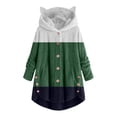 thumbnail image 1 of Ozmmyan Womens Sweater Button Plush Tops Hooded Loose Cardigan Solid Color Patchwork Coat Jacket, 1 of 4
