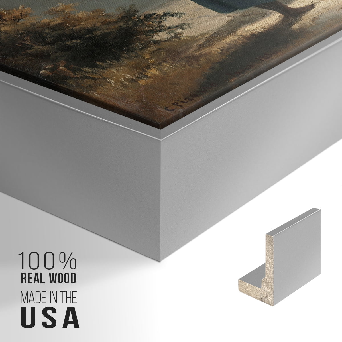 Vintage Landscape-CIX By Wexford Home Framed in Silver Wood Gallery Wrapped Canvas 25 in. x 37 in.