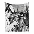 thumbnail image 1 of Music Soft Flannel Fleece Throw Blanket, Illustration of Jazz Band Playing the Blues in New York in Moonlight Retro Design, Cozy Plush for Indoor and Outdoor Use, 60" x 80", Black White, by Ambesonne, 1 of 6