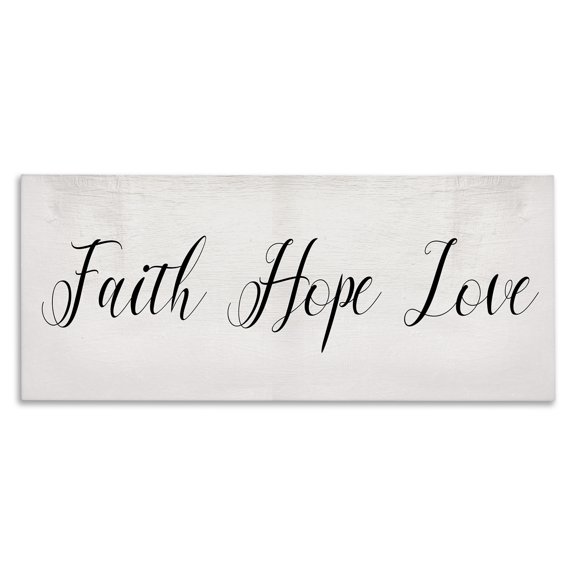 Stupell Industries Shabby Chic Faith Hope Love Phrase Minimal Elegant Text Canvas Art, 24 x 10, by Lil' Rue