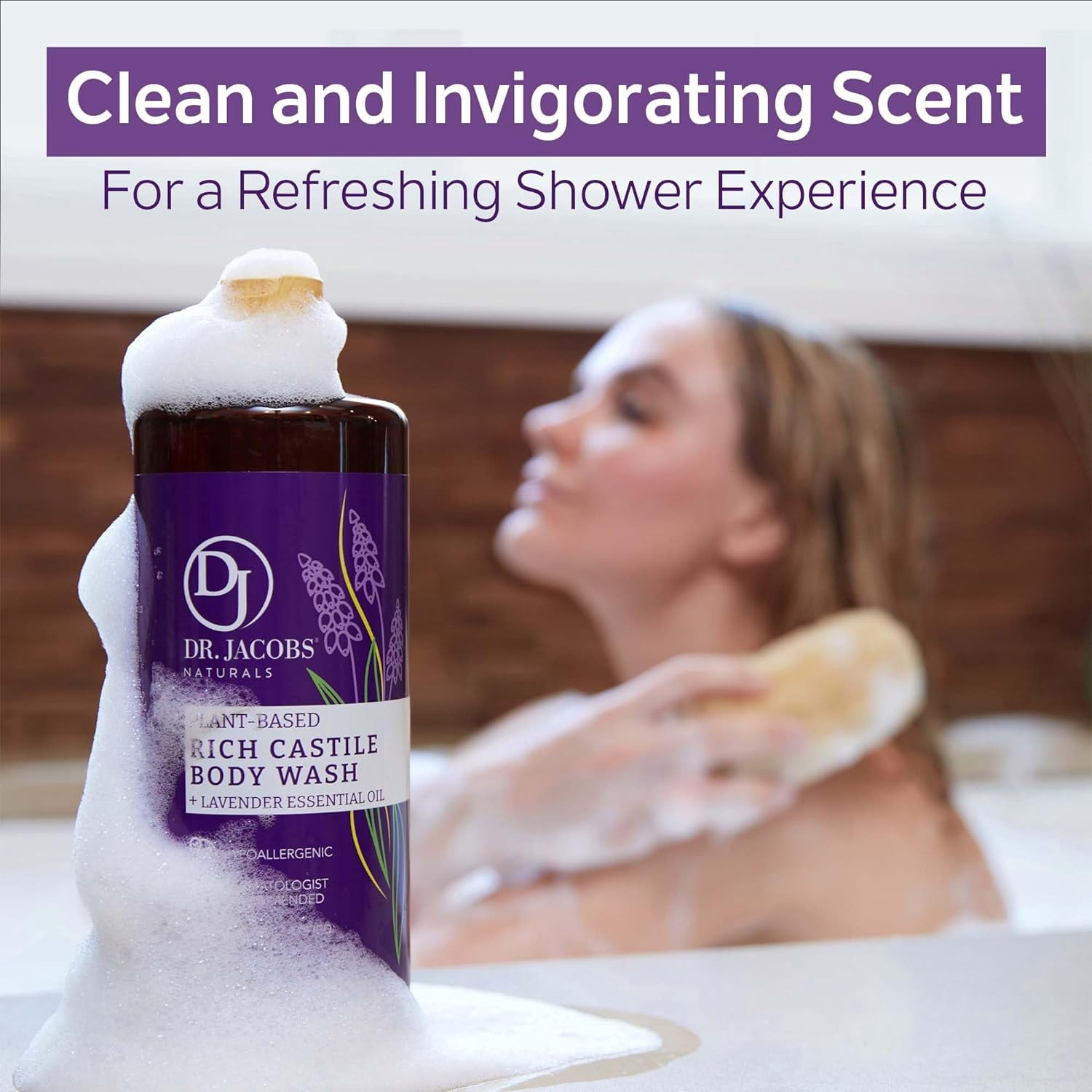 Dr Jacobs Naturals Castile Soap Body Wash Plant Based Liquid Soap, Lavender 32 Oz 3-Pack