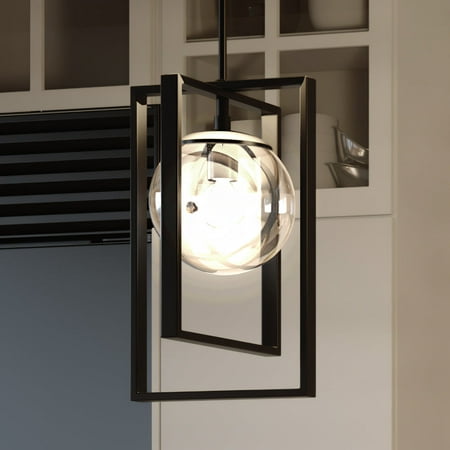 

Luxury Minimalist Indoor Pendant 13.125 H x 8.5 W with Modern Farmhouse Style Elements Casual Design Midnight Black Finish and Clear UHP3251