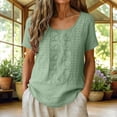thumbnail image 2 of GUACER Short Sleeve Tops for Women Embroidered Cotton Linen Pintuck Summer Blouses Casual Boho Floral Peasant Shirts Relaxed Fit Tunic, 2 of 7