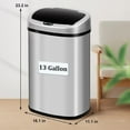 thumbnail image 5 of Kitchen Trash Can 13 Gallon Stainless Steel Trash Can, Automatic Touchless Garbage Can with Lid, Trash Bin Waste Bin with Infrared Sensor for Bathroom Bedroom Home Office, Sliver, 5 of 6