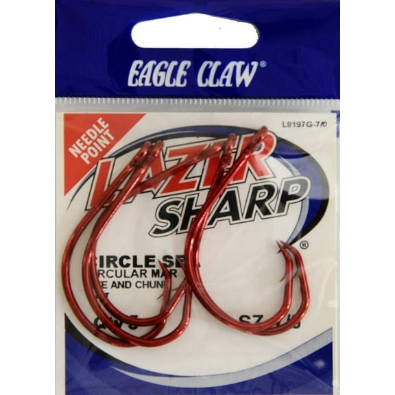 Lazer Sharp L8197GH-7/0 Circle Offset Hook, Sea Guard Red, Size 7/0, 5 Pack