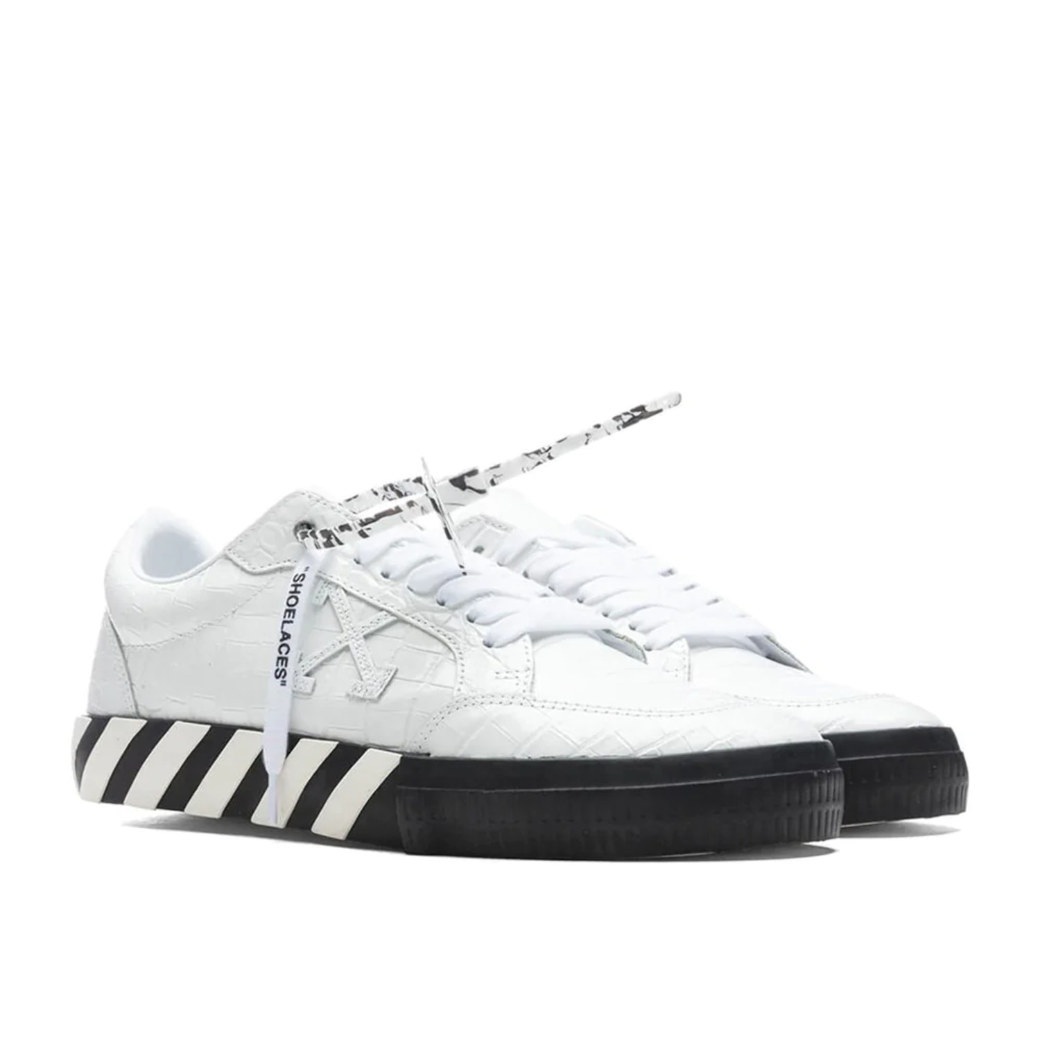 Off White Low Vulcanized Distressed Leather Sneaker White Men\'s Size 41 / US 9 Buy Off-White White Low Vulcanized Distressed Sneakers in  main image 3