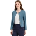 thumbnail image 1 of Chaqueta de Mujer Allegra K con Botones Cortos y Ligeros Vintage de Otoño Azul gris L, 1 of 6