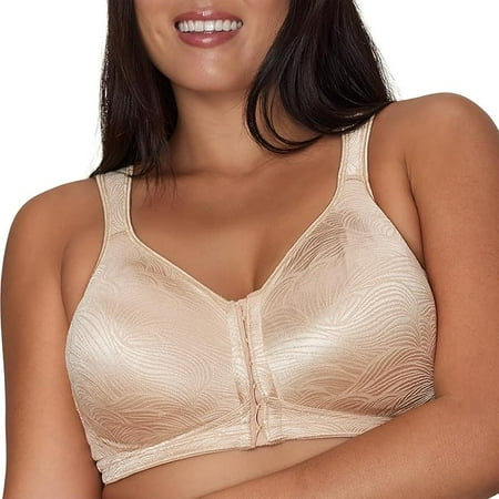 PLAYTEX Women's 18 Hour E52E Front Close Extra Back Support Wireless Bra, Nude, 46DD