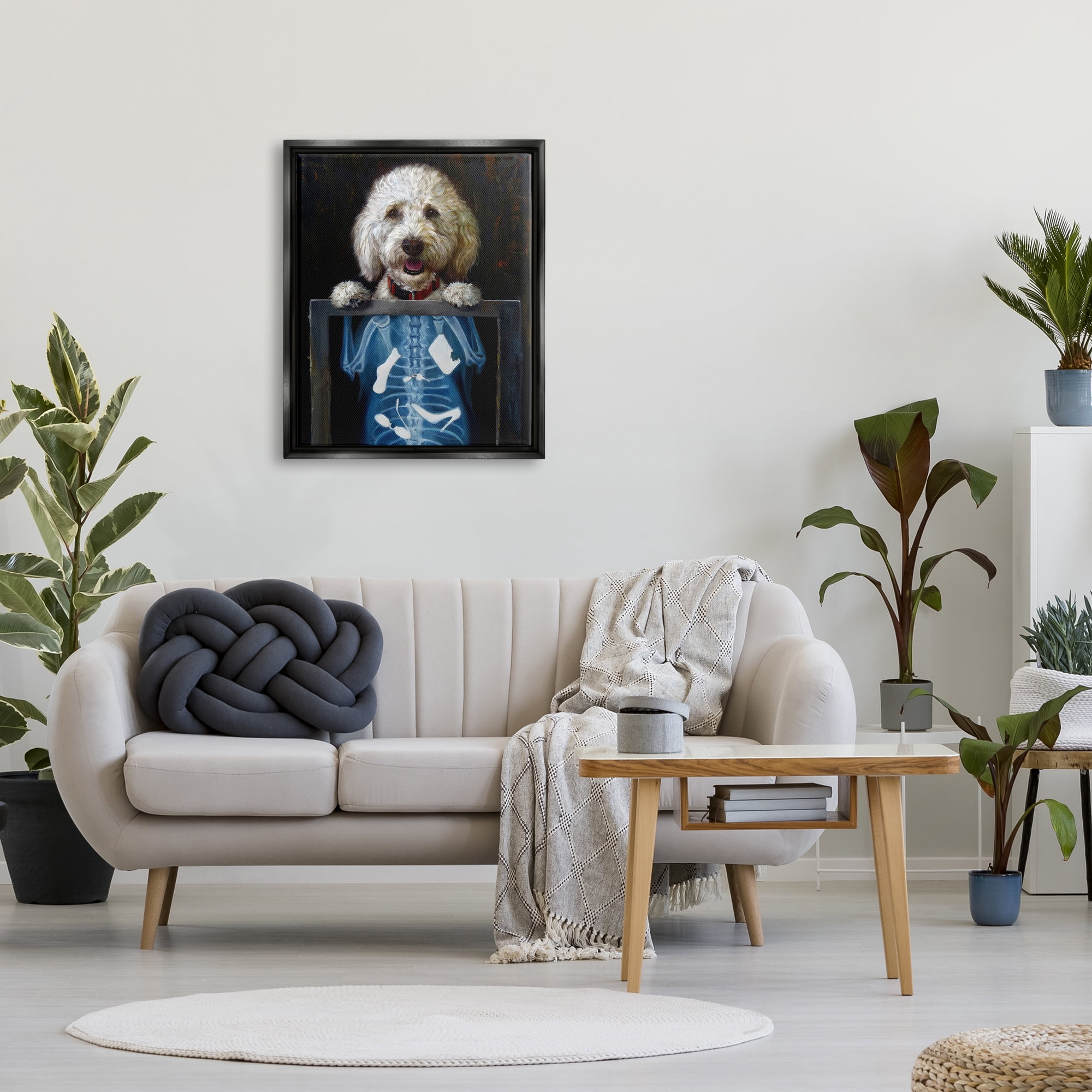 Stupell Industries Funny Dog X-Ray Snacks Animals & Insects Painting Black Floater Framed Art Print Wall Art