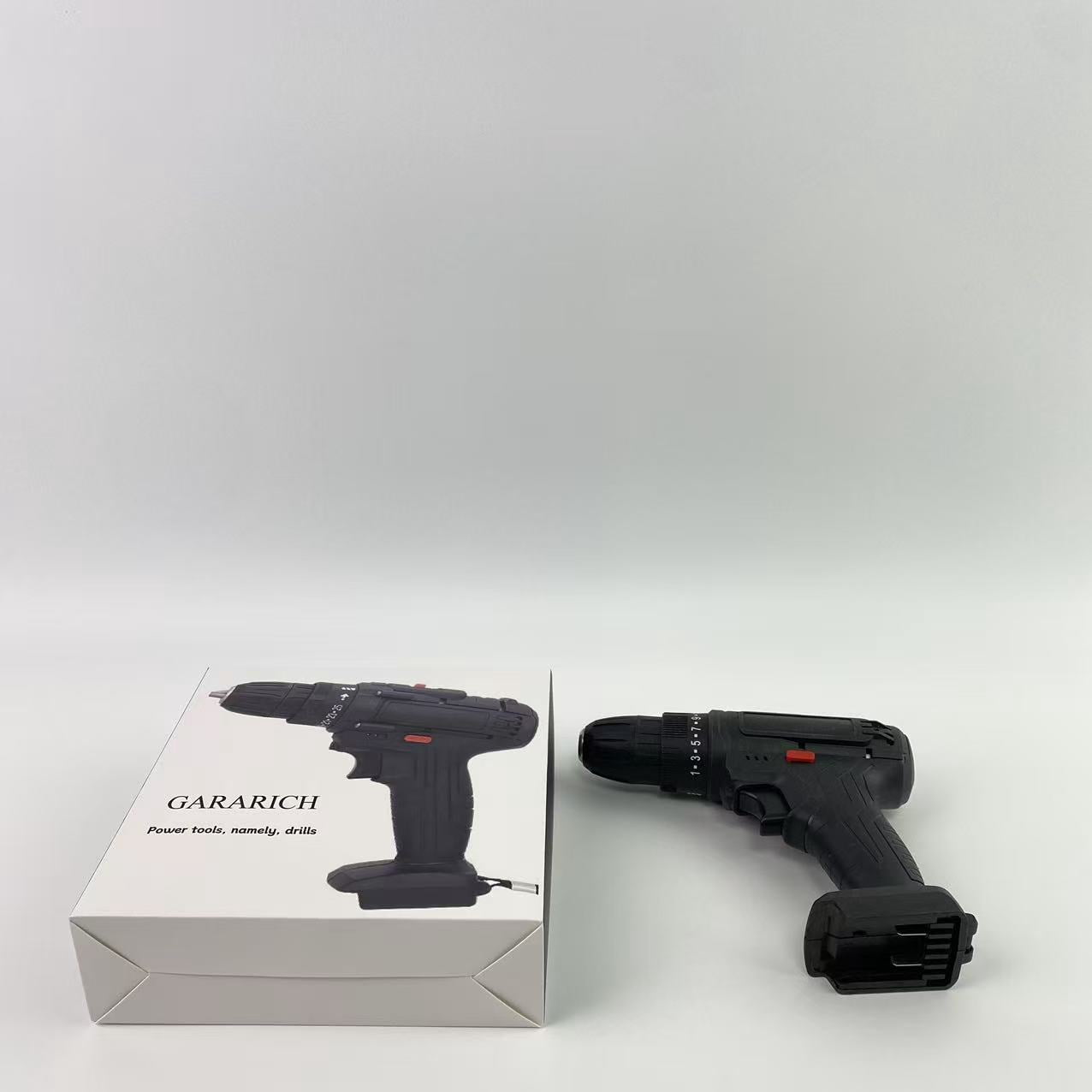 GARARICH Power tools, namely, drills,20V MAX Lithium lon Cordless Drill, Power Drill Set with 3/8-Inch Keyless Chuck (Black)
