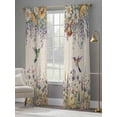 thumbnail image 4 of Spring Floral Sheer Curtains 96 Inch Length 2 Panels Set, Daisy Sunflowers Wisteria Hummingbird Beige Voile Window Treatment Semi Sheer Long Curtains Drapes for Bedroom/Living Room/Kitchen 52"x96"x2, 4 of 7