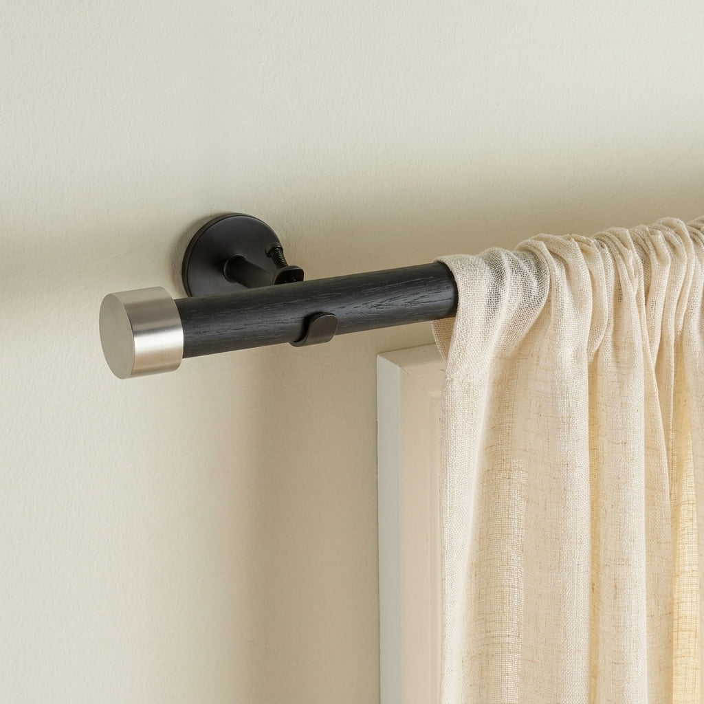 Better Homes & Gardens 1" Matte Black Adjustable Seamless Hidden Curtain Rod Bracket, Set of 2