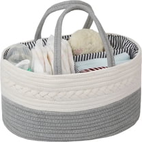 LAMIRO Baby Diaper Caddy Organizer, Portable Nursery Storage Basket with Changeable Compartments, 100% Cotton Woven Rope Baskets (Grey)