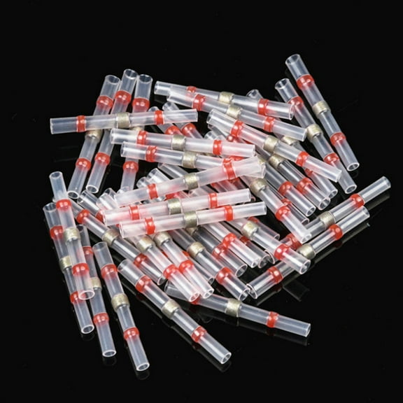 HINTRMENT 100Pcs Heat Shrink Butt Connector Wire Connector Kit for Automotive Use Cylindrical Tin PE Insulated
