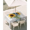 thumbnail image 3 of 60x102 Inch Outdoor Tablecloth with Umbrella Hole Zipper Rectangle Summer Rectangular Tablecloths Outside Waterproof Farm Bottle Floral Watercolor Wood Grain White Patio Table Cover for Picnic Party, 3 of 8