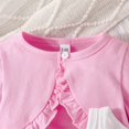 thumbnail image 4 of XYIJANI Baby Girls Dress and Cardigan Set Infant Ruffle Coat Butterfly Print Skirt Toddler Long Sleeve Outfit (Pink,6M), 4 of 6