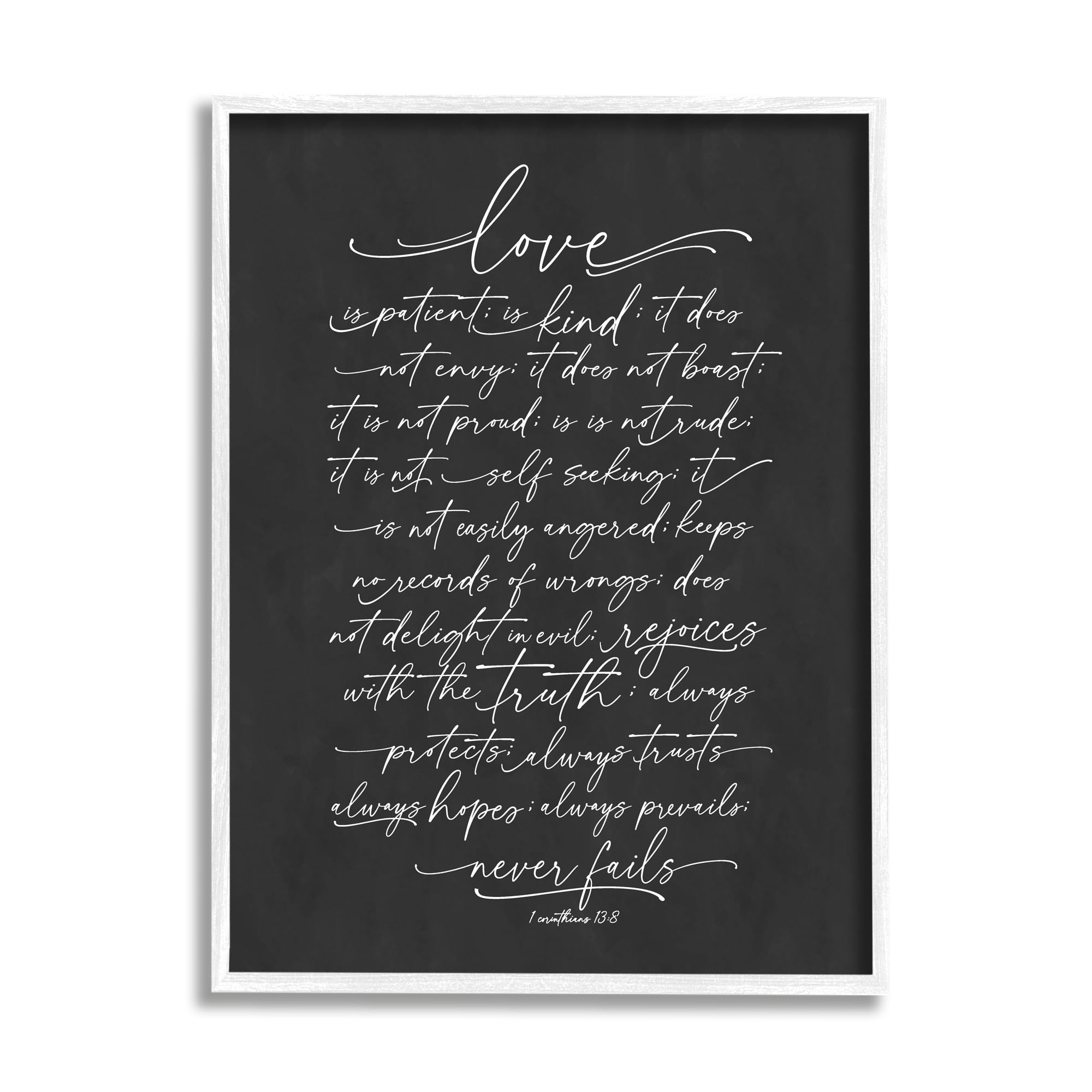 Stupell Industries Uplifting Love Verse Religious Fancy Script Typography Graphic Art White Framed Art Print Wall Art, Design by Lettered and Lined