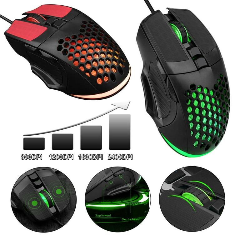 RPM Euro Games Rubber Coated USB Gaming Mouse with 7 Color RGB Lights, 6  Buttons, 4 Level DPI