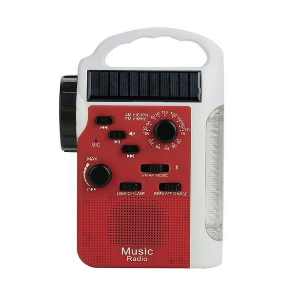 ZOUSSIQI 76-108MHz FM/530-1710KHz AM Solar FM Radio Bluetooth Call Solar Hand Crank Radio - Red EL225#46247