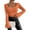 Orange, variant on Women´s Flare Long Sleeve Crop Tops, Solid Color Ribbed Square Neck Lettuce Hem Show Navel T-Shirts