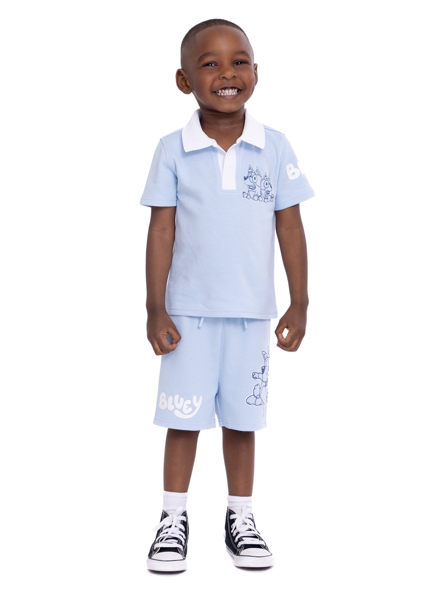 Bluey Toddler Boys Short Sleeve Polo Top and Shorts Set, 2-Piece, Sizes 2T-4T
