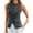 Dark Gray, variant on Sleeveless Crew Neck Women Slim Fit Button Down Denim Vest Tops