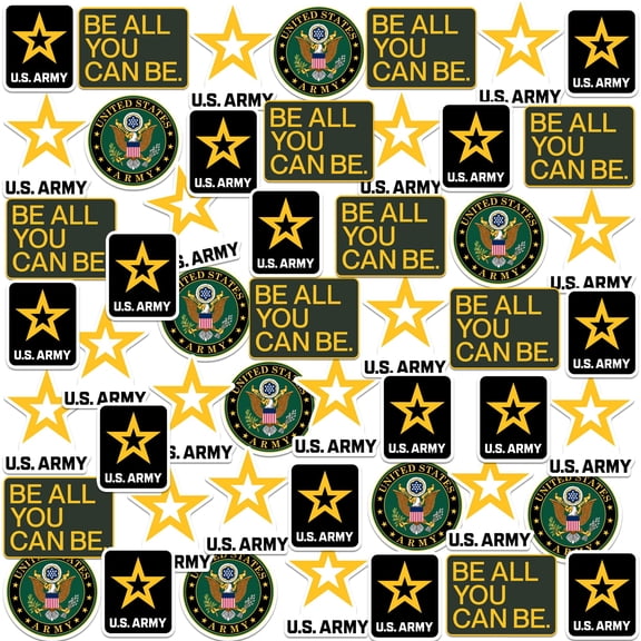 Army 50ct Vinyl Large Deluxe Stickers Variety Pack - Laptop, Water Bottle, Scrapbooking, Tablet, Skateboard, Indoor/Outdoor