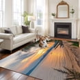 thumbnail image 2 of Summer Beach Sunset Landscape Area&nbsp;Rug 6x9ft Coastal Ocean Palm Tree Cloud Boat Non-Slip&nbsp;Washable Square&nbsp;Rugs Soft Felt Indoor Floor Mat for Bedroom Kitchen Living Room Bathroom, 2 of 9