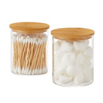 Montage Resin Cotton Jar – Cute Bathroom Organizer For Q-tips, Hair Ties & Makeup Pads