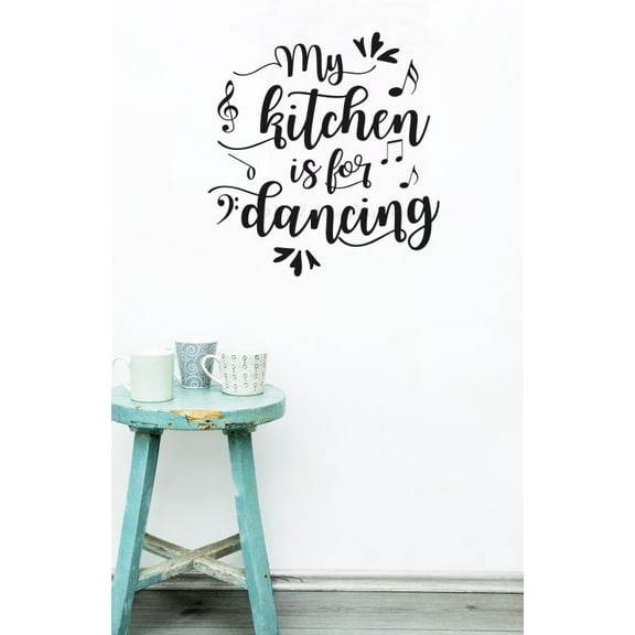 Kitchen Is For Dancing Wall Decals Vinyl Lettering Sticker Quotes 22x23-Inch Black