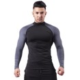 thumbnail image 2 of Traje de fitness para hombre, otoño e invierno, cuello alto elástico, ropa ajustada, camiseta sudorosa de secado rápido, ropa deportiva para correr, 2 of 4
