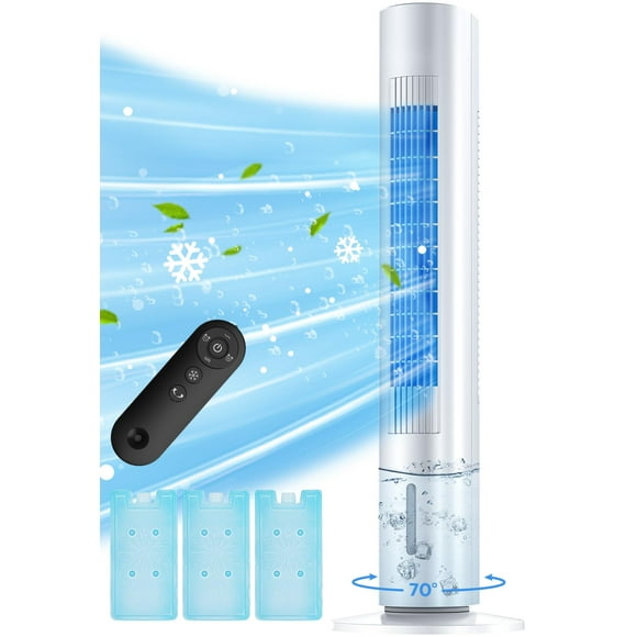 BALKO Enfriador de aire evaporativo de 35 pulgadas, aire acondicionado de pantano actualizado 2024 con modo de refrigeración, 3 velocidades, temporizador inteligente para apagado automático, control r