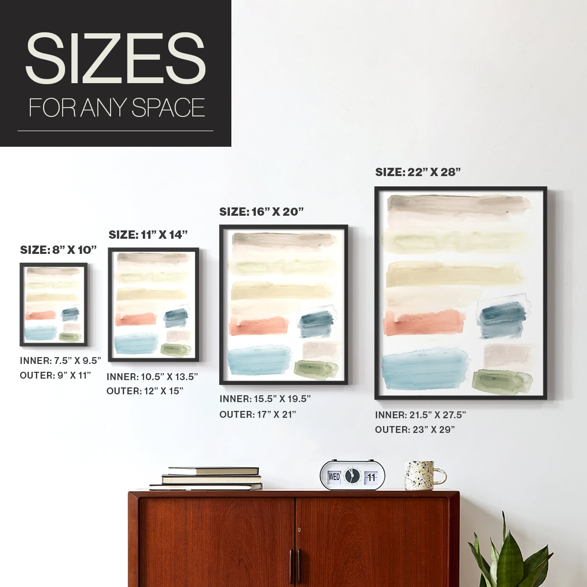 Watercolor Swatches II Framed Print in Black Solid Wood 11 x 14 Framed Print