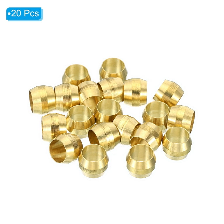 Uxcell 6mm Tube OD Brass Compression Sleeves Ferrules 20 Pcs Brass