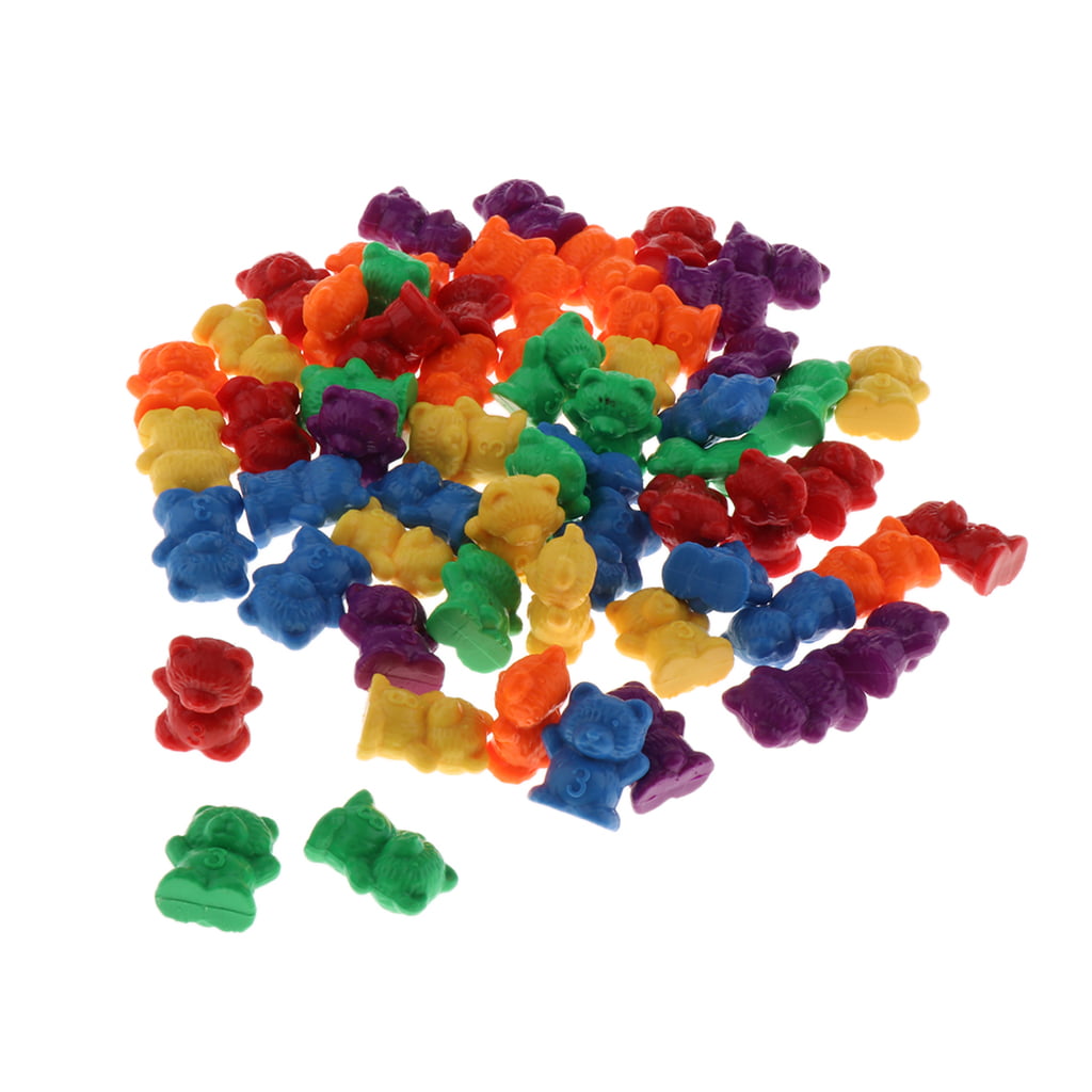 60pcs Plastic Bear Counters Educational Counting Sorting Toys Mathematics 