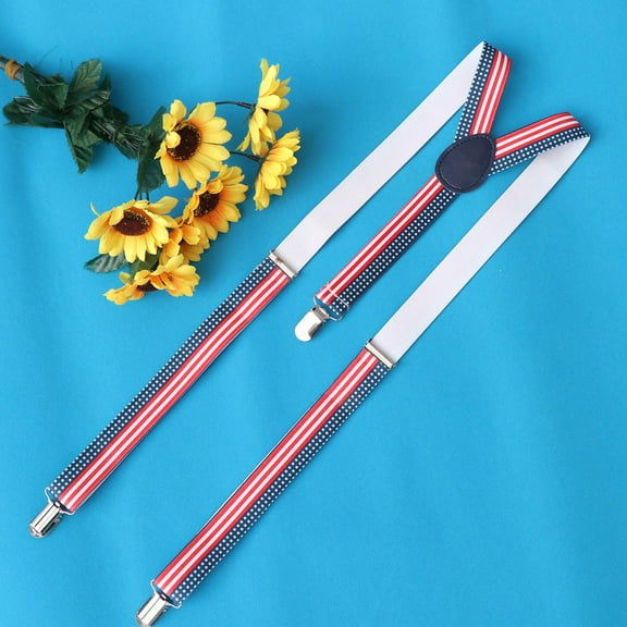 LULULION 1Pcs Chic Suspenders for Men Heavy Duty Clip in Braces Elastic Fabric Multi-colored US Flag Casual Wear