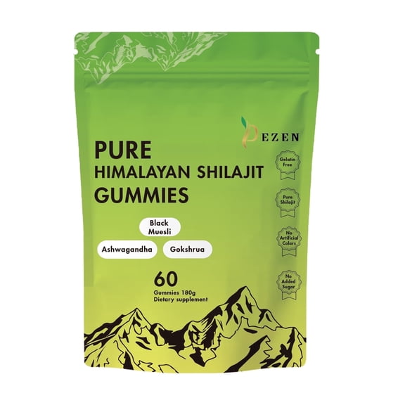 DEZEN Pure Himalayan Shilajit Gummies 3000mg with Ashwagandha 60 Count 180g Healthcare Supplement for Immunity Boost