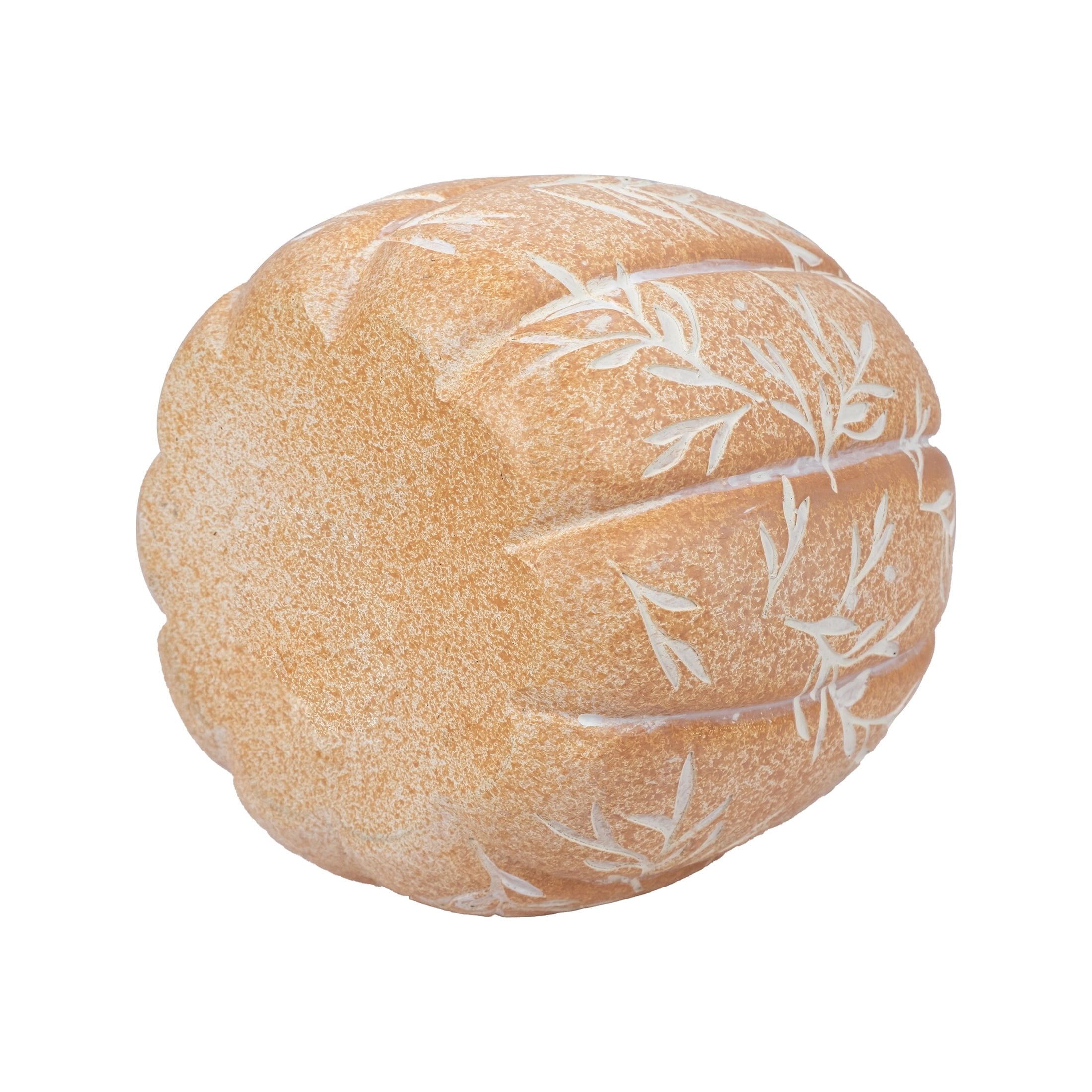 Large Etched Leaf Resin Pumpkin Decoration, Orange and White, 8", Fall by Way To Celebrate