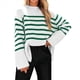 thumbnail image 1 of Suéteres de Punto A Rayas de Gran Tamaño para Mujer, Ropa de Otoño 2025, Suéter de Cuello Redondo de Invierno con Abertura Lateral Verde XL, 1 of 6