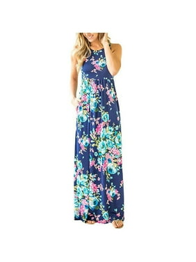 Boho Maxi Dress, Coxeer Printed Beach Dress Sexy Sleeveless Halter Maxi Dress for Women