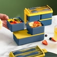 thumbnail image 2 of Fiambrera Bento Box apilable para adultos, 3 compartimentos, a prueba de fugas, con compartimentos extraíbles, apta para microondas., 2 of 8
