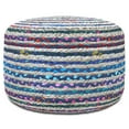 thumbnail image 4 of Simpli Home Margo 20 inch Wide Boho Round Pouf in Blue Handwoven Jute and Cotton, 4 of 9