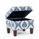 thumbnail image 3 of Otomana Storage HomePop Home Decor con estampado de medallones Ikat azules, 3 of 7