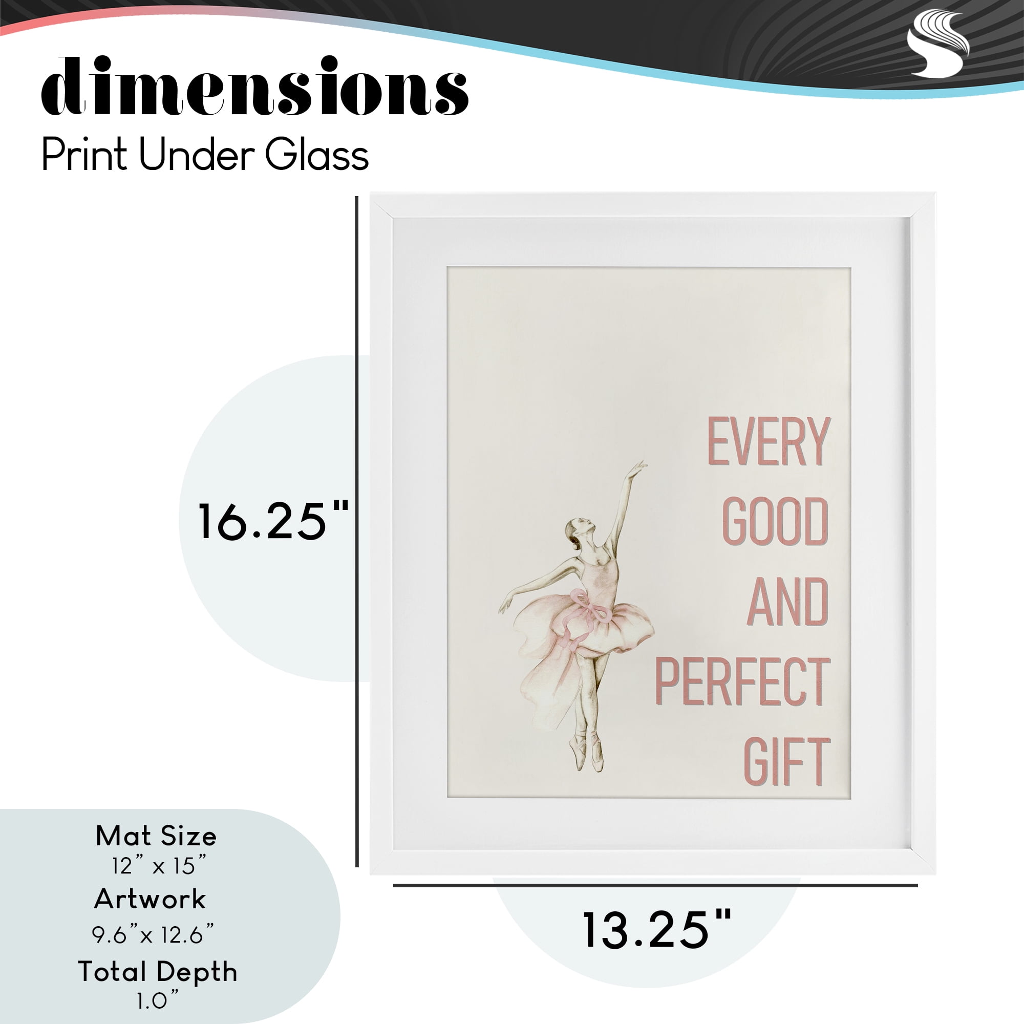 Good & Perfect Gift Ballerina White Framed Print Under Glass, design by Kim Allen