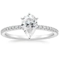 thumbnail image 2 of HeartsAndYou 4ct Pear Cut Moissanite Engagement Ring for Women 18k White Gold over Silver Round Accents, 2 of 5