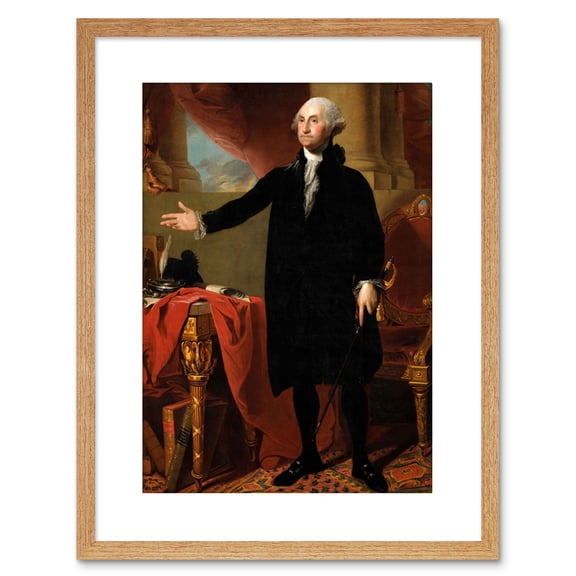 Painting Portrait Stuart US President George Washington Artwork Framed Wall Art Print 9X7 Inch