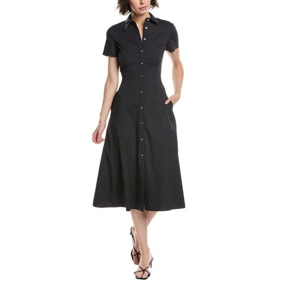 Theory womens  Midi Linen-Blend Shirt Dress, 2, Blue