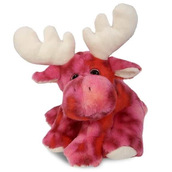 DolliBu Pink Tie-Dye Floppy Moose Super Soft Stuffed Animal, Cute Realistic Stuffed Animals for Girls, Boys, Adults Animal Gifts, Kids Nursery Decor for Newborn, Cuddly Soft Baby Plush Toys - 9 Inches