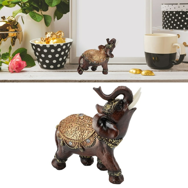 Resin Elephant Statue Wealthy for Home and Office Decor Luck Symbol with Vibrant Colors Unique Housewarming Gift
